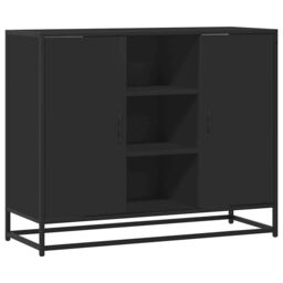 Berkfield Home Sideboard Black 92x35x76 cm Engineered Wood - Size: 92 x 35 x 76 cm - thumbnail 2