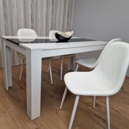KOSY KOALA Modern White & Black Dining Table Set With 4 White Chairs Dining Room Furniture in Brown - thumbnail 8