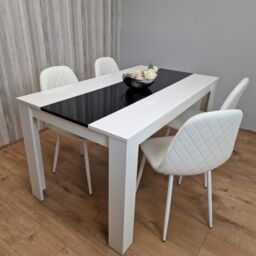 KOSY KOALA Modern White & Black Dining Table Set With 4 White Chairs Dining Room Furniture in Brown - thumbnail 9
