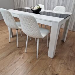 KOSY KOALA Modern White & Black Dining Table Set With 4 White Chairs Dining Room Furniture in Brown - thumbnail 4