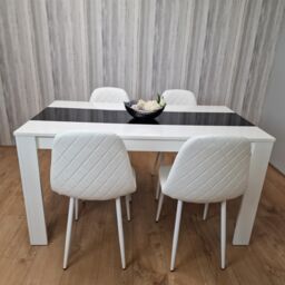 KOSY KOALA Modern White & Black Dining Table Set With 4 White Chairs Dining Room Furniture in Brown - thumbnail 3