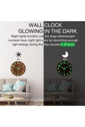 Living and Home D30Cm Imitation Walnut Grain Luminous Arabic Numerals Wall Clock in Brown - thumbnail 5
