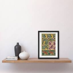 Artery8 Birds Butterflies Kangaroo Pattern Framed Wall Art Print Verneuil in Green - Size: A4 - thumbnail 4