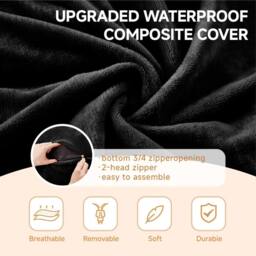 Matteo 4-Foot Black Flannelette Bean Bag Sofa Chair - Soft Reading Lounger - thumbnail 5