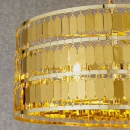 Loops Hanging Ceiling Pendant Light Hex Gold Plate Shade 5 Bulb Modern Dimming Feature - thumbnail 5