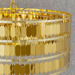 Loops Hanging Ceiling Pendant Light Hex Gold Plate Shade 5 Bulb Modern Dimming Feature - thumbnail 4