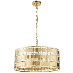 Loops Hanging Ceiling Pendant Light Hex Gold Plate Shade 5 Bulb Modern Dimming Feature - thumbnail 3