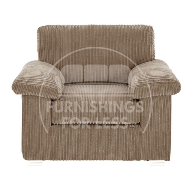 Furnishings For Less UK Delta Large Fabric Armchair Sofa Padded Arms Jumbo Cord in Camel - image 1