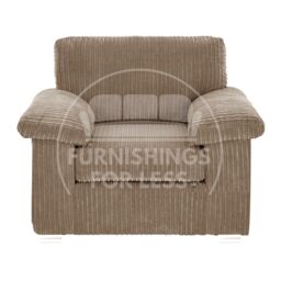 Furnishings For Less UK Delta Large Fabric Armchair Sofa Padded Arms Jumbo Cord in Camel - thumbnail 1