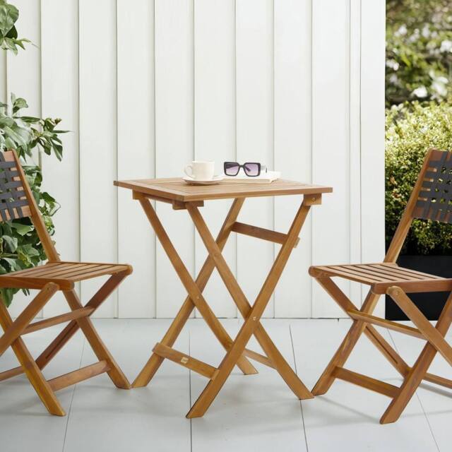 Wyld and Coco Casa 3-Piece Folding Acacia Bistro Set - Brown - image 1