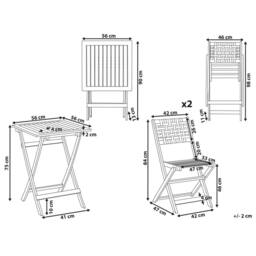 Wyld and Coco Casa 3-Piece Folding Acacia Bistro Set - Brown - thumbnail 4