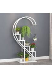 Living and Home 4 Tiers Curved Plant Stand Half-Heart Bonsai Display Shelf in White - thumbnail 6