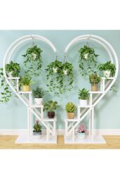 Living and Home 4 Tiers Curved Plant Stand Half-Heart Bonsai Display Shelf in White - thumbnail 5