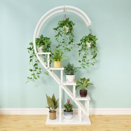 Living and Home 4 Tiers Curved Plant Stand Half-Heart Bonsai Display Shelf in White - thumbnail 8