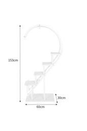 Living and Home 4 Tiers Curved Plant Stand Half-Heart Bonsai Display Shelf in White - thumbnail 3