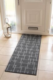 JVL Vector Machine Washable Latex Backed Runner Doormat, 57x150cm, Grey - Size: 50 cm x 150 cm - thumbnail 2