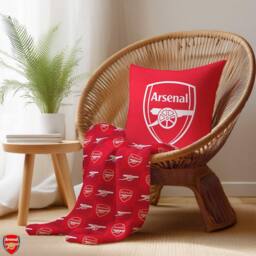Arsenal FC Polyester Checkered Fleece Blanket in Red - Size: Crib - thumbnail 2