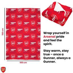 Arsenal FC Polyester Checkered Fleece Blanket in Red - Size: Crib - thumbnail 3
