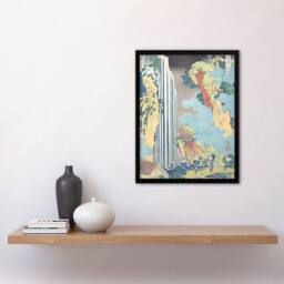 Artery8 Ono Waterfall On The Kisokaido Vintage Framed Wall Art Print Hokusai in Orange - Size: A4 - thumbnail 4