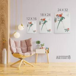 "Artery8 Long Tailed Tit & Pomegranate Tree Canvas Wall Art Print Kashu - Size: W18"" x H24""" - thumbnail 4