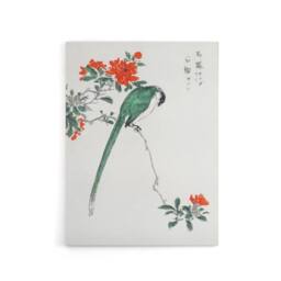 "Artery8 Long Tailed Tit & Pomegranate Tree Canvas Wall Art Print Kashu - Size: W18"" x H24""" - thumbnail 1