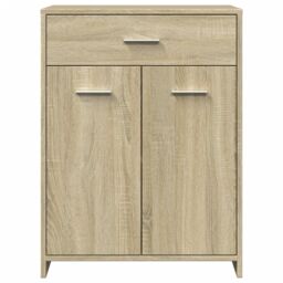 Berkfield Home Bathroom Cabinet Sonoma Oak 60x33x80 cm Engineered Wood in Brown - Size: 60 x 33 x 80 cm - thumbnail 4