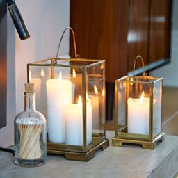 Paper High Antique Brass Candle Lantern in Copper - Size: Large - thumbnail 4