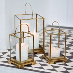 Paper High Antique Brass Candle Lantern in Copper - Size: Large - thumbnail 3