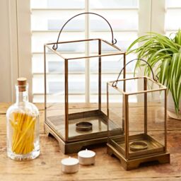 Paper High Antique Brass Candle Lantern in Copper - Size: Large - thumbnail 6