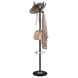 Berkfield Home Coat Stand with Umbrella Holder Black 180 cm Powder-coated Iron - thumbnail 1