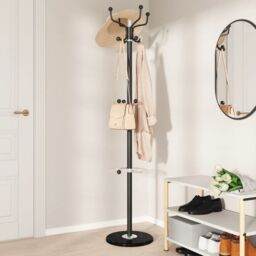 Berkfield Home Coat Stand with Umbrella Holder Black 180 cm Powder-coated Iron - thumbnail 3
