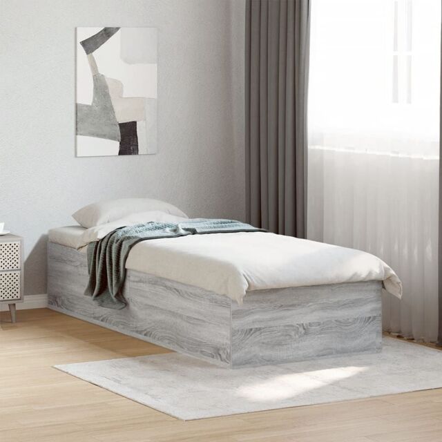 Berkfield Home Bed Frame without Mattress Grey Sonoma 75x190 cm Small Single Engineered Wood - image 1