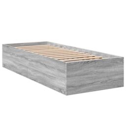 Berkfield Home Bed Frame without Mattress Grey Sonoma 75x190 cm Small Single Engineered Wood - thumbnail 6