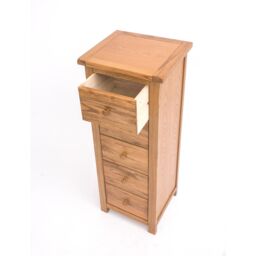 Cabinet Bits Trivento 5 Drawer Narrow Chest of Drawers Wood Knob in Natural - thumbnail 4