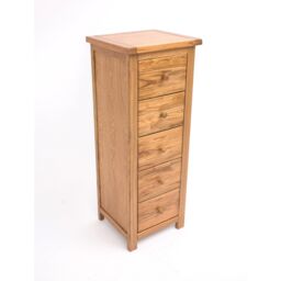 Cabinet Bits Trivento 5 Drawer Narrow Chest of Drawers Wood Knob in Natural - thumbnail 3