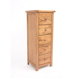 Cabinet Bits Trivento 5 Drawer Narrow Chest of Drawers Wood Knob in Natural - thumbnail 2