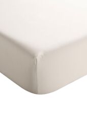 CHRISTY 400TC Luxury Cotton Sateen Plain Dye Bedding Fitted Sheets in Cream - Size: Single Fitted - thumbnail 1