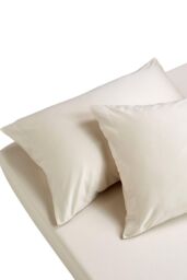 CHRISTY 400TC Luxury Cotton Sateen Plain Dye Bedding Fitted Sheets in Cream - Size: Single Fitted - thumbnail 3