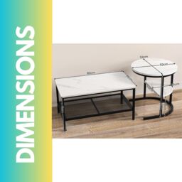 Pirlo Plush Faux Marble 2PC Nesting Tables Set Living Room Furniture in Black - thumbnail 6