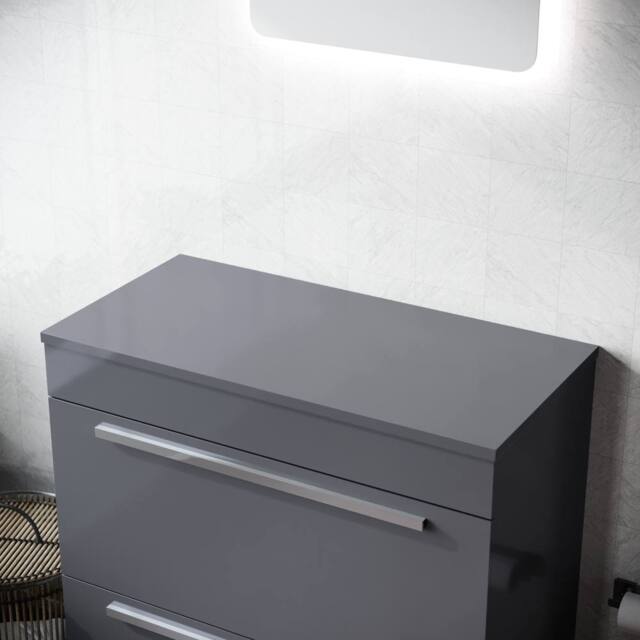Nes Home Grey 800mm MDF Bathroom Worktop For Vanity Cabinet - image 1