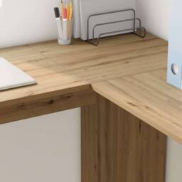 Berkfield Home Modern Corner Desk with Storage Artisan Oak 140x113, 5x75cm in Brown - Size: 5x75 cm - thumbnail 4