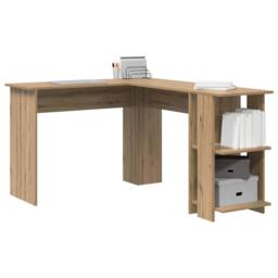 Berkfield Home Modern Corner Desk with Storage Artisan Oak 140x113, 5x75cm in Brown - Size: 5x75 cm