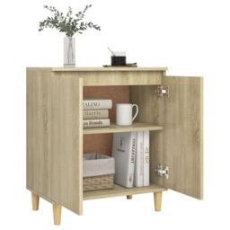 Berkfield Home Sideboard with Solid Wood Legs Sonoma Oak 60x35x70 cm Engineered Wood in Brown - Size: 60 x 35 x 70 cm - thumbnail 4
