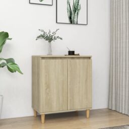 Berkfield Home Sideboard with Solid Wood Legs Sonoma Oak 60x35x70 cm Engineered Wood in Brown - Size: 60 x 35 x 70 cm - thumbnail 1