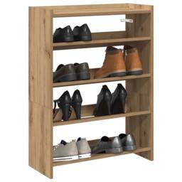 Berkfield Home Shoe Rack Artisan Oak 60x25x81 cm Engineered Wood in Brown - Size: 60 x 25 x 81 cm - thumbnail 2
