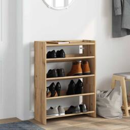 Berkfield Home Shoe Rack Artisan Oak 60x25x81 cm Engineered Wood in Brown - Size: 60 x 25 x 81 cm - thumbnail 1