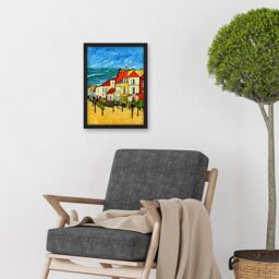 Artery8 France Marseille Van Gogh Style Modern Artwork Framed Wall Art Print A4 in Black - thumbnail 2