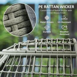 OUTSUNNY PE Rattan Egg Chair w/ Padded Cushions for Garden, Charcoal Grey in Dark Grey - thumbnail 4