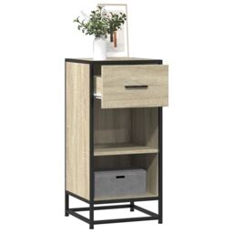 Berkfield Home Sideboard Sonoma Oak 35.5x35x76 cm Engineered Wood & Metal in Brown - thumbnail 1