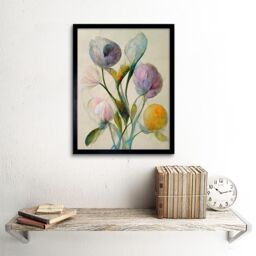 "Artery8 Wall Art Print Modern Elegant Pastel Floral Bouquet Abstract Flowers Art Framed in Black - Size: W12"" x H16""" - thumbnail 2